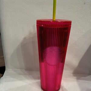 Starbucks Red Tumbler with Yellow Straw